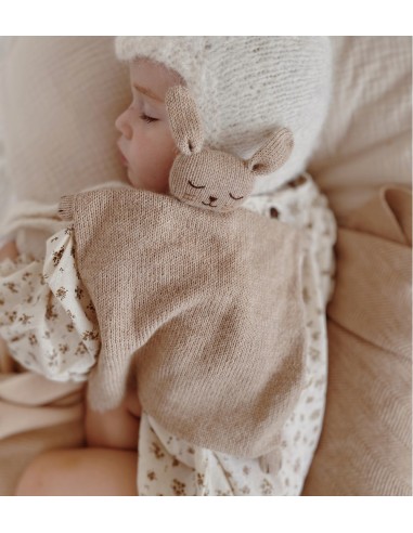 Doudou plat tricoté | lapin sable