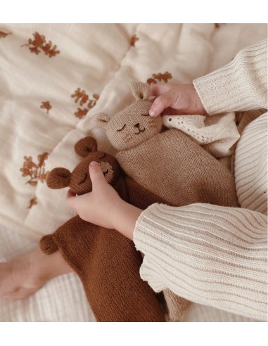 Doudou plat tricoté | lapin sable