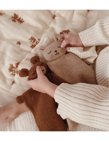 Doudou plat tricoté | lapin sable