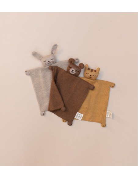 Doudou plat tricoté | lapin sable