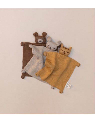 Doudou plat tricoté | lapin sable