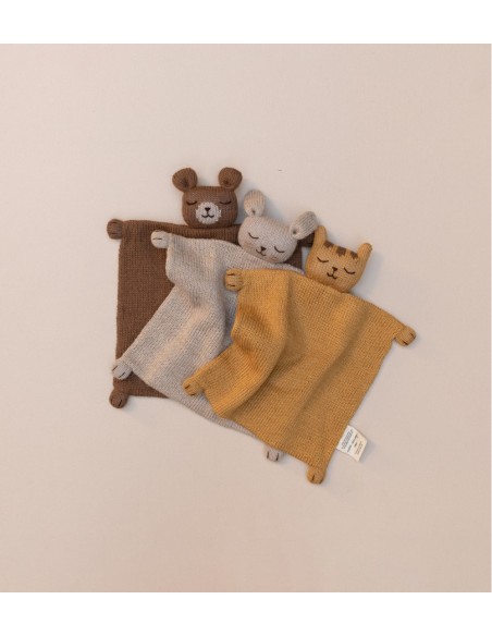 Doudou plat tricoté | lapin sable