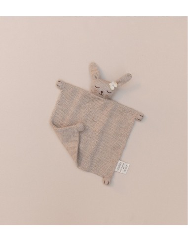 Doudou plat tricoté | lapin sable