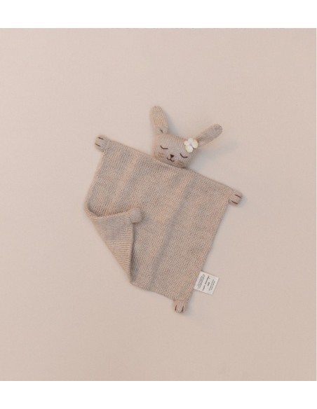 Doudou plat tricoté | lapin sable