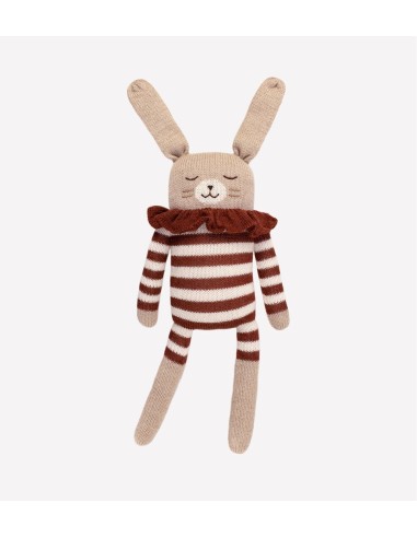 Grand doudou lapin | combishort rayé sienne