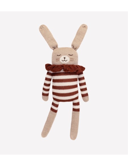 Grand doudou lapin | combishort rayé sienne