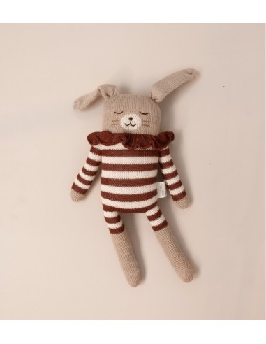 Grand doudou lapin | combishort rayé sienne
