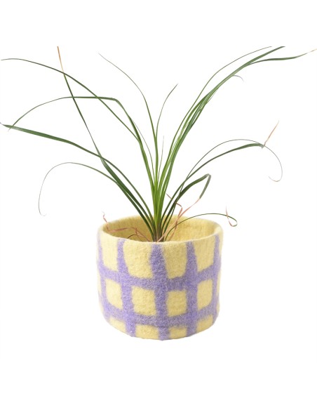 POT DE FLEURS 25, À CARREAUX ÉPAIS, lilas