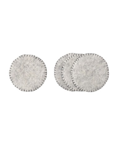 Dessous de verre en laine, lot de 4, gris brut