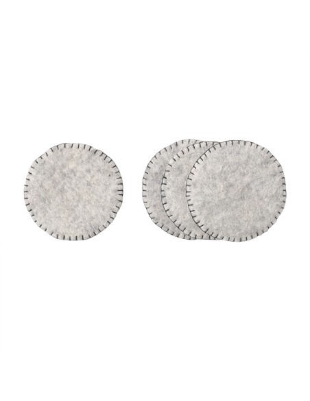 Dessous de verre en laine, lot de 4, gris brut