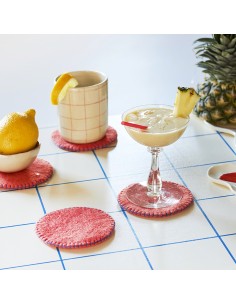 Dessous de verre en laine, lot de 4, gris brut 2