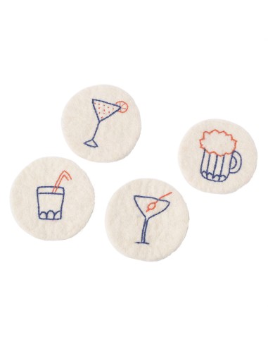 SOUS-VERRES EN LAINE, PAQUET DE 4, cocktail