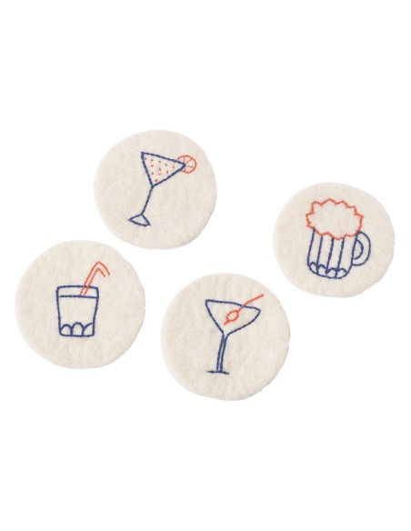 SOUS-VERRES EN LAINE, PAQUET DE 4, cocktail