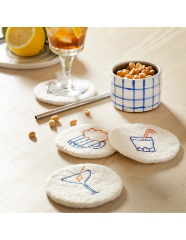 SOUS-VERRES EN LAINE, PAQUET DE 4, cocktail