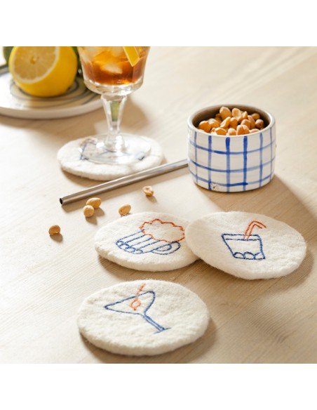 SOUS-VERRES EN LAINE, PAQUET DE 4, cocktail