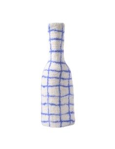 COUVERCLE POUR BOUTEILLE/VASE, à carreaux bleus