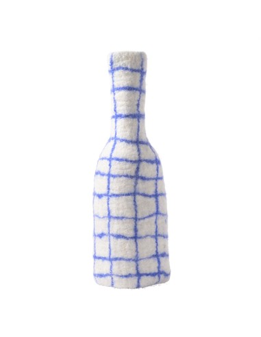 COUVERCLE POUR BOUTEILLE/VASE, à carreaux bleus