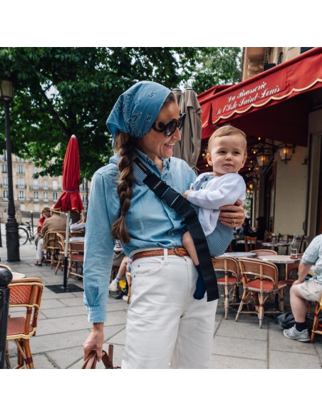 Porte-bébé à Rayures Indigo