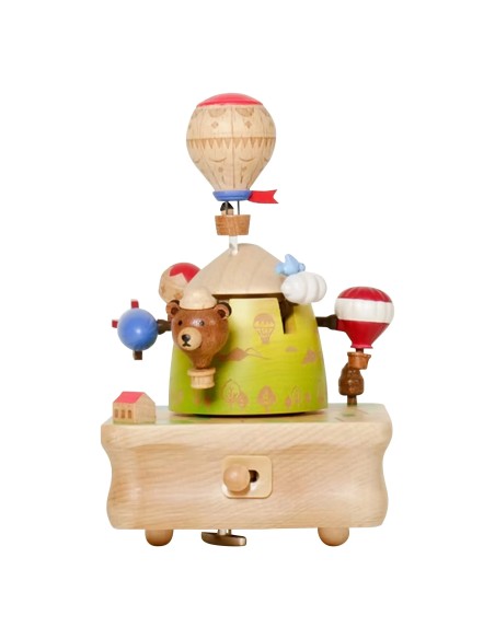 Wooderful life Boîte à musique Montgolfière | Vert
