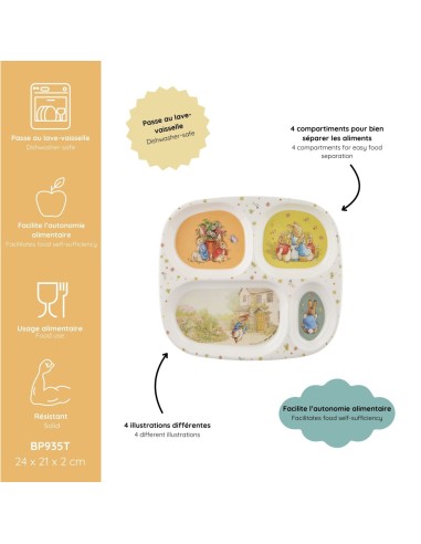 Plateau à 4 compartiments Pierre Lapin