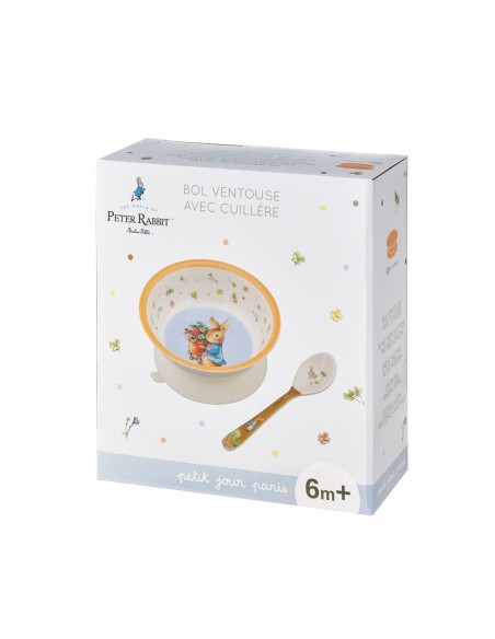 Bol ventouse avec cuillère Pierre Lapin