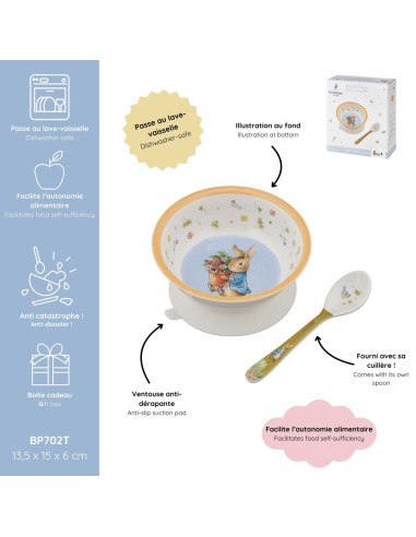 Bol ventouse avec cuillère Pierre Lapin