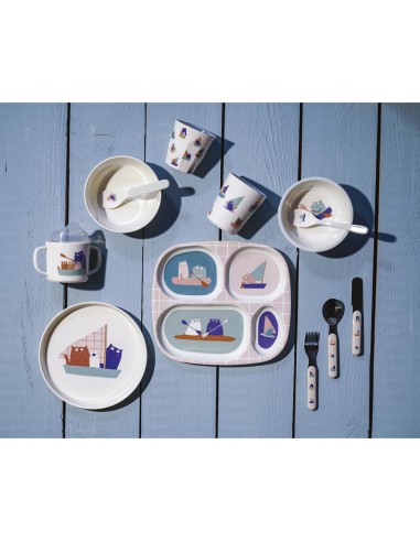 Bol ventouse avec cuillère les Chats Marins