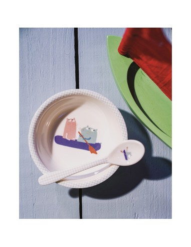 Bol ventouse avec cuillère les Chats Marins