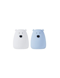 Lot de 2 mini lampes ours blanche et bleu arctique