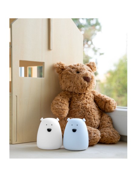 Lot de 2 mini lampes ours blanche et bleu arctique
