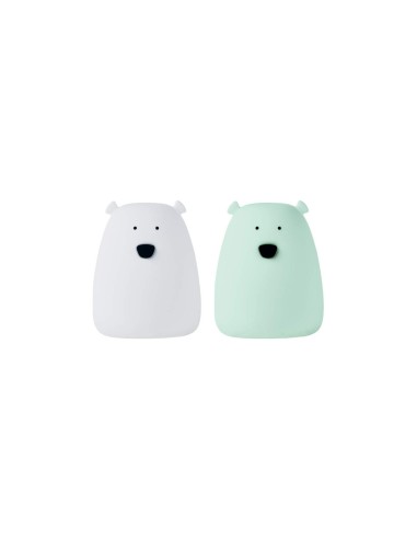 Lot de 2 mini lampes ours blanche et vert arctique
