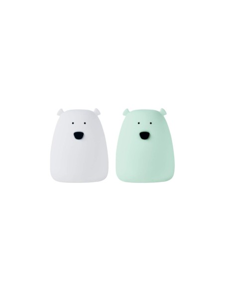 Lot de 2 mini lampes ours blanche et vert arctique