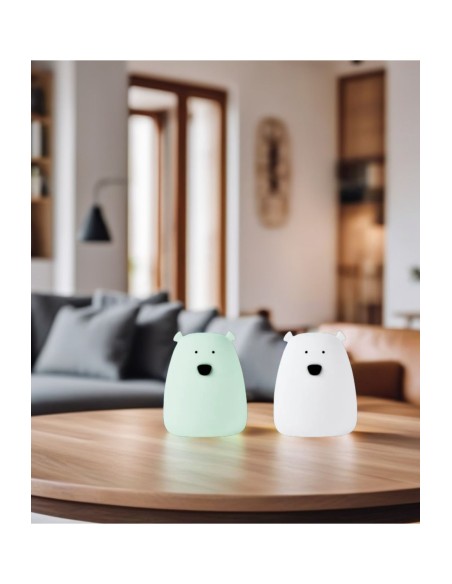 Lot de 2 mini lampes ours blanche et vert arctique