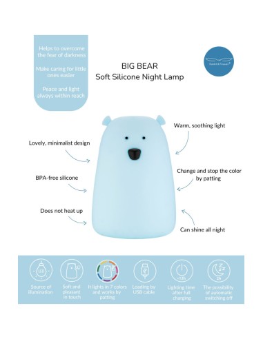 Lampe en silicone Big Bear bleue