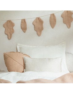 Coussin feuille en lin français L1N0 2