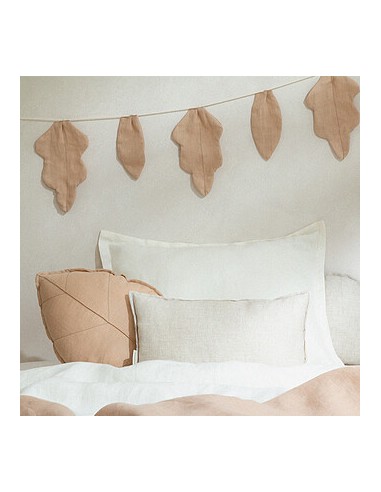 Coussin feuille en lin français L1N0