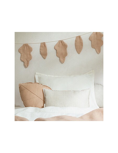 Coussin feuille en lin français L1N0