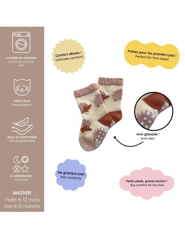 CHAUSSETTES ANTIDÉRAPANTES 6-12 MOIS LES HÉRISSONS