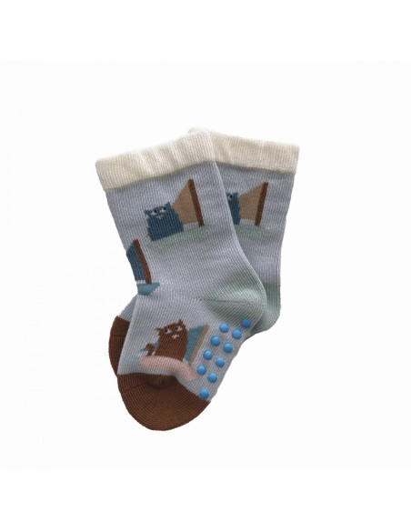 CHAUSSETTES ANTIDÉRAPANTES 6-12 MOIS LES CHATS MARINS