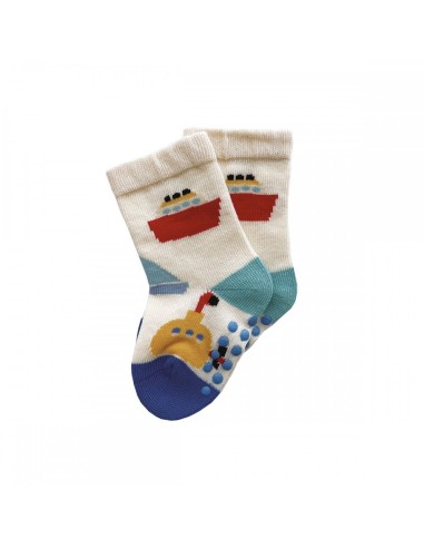 CHAUSSETTES ANTIDÉRAPANTES 6-12 MOIS LES BATEAUX