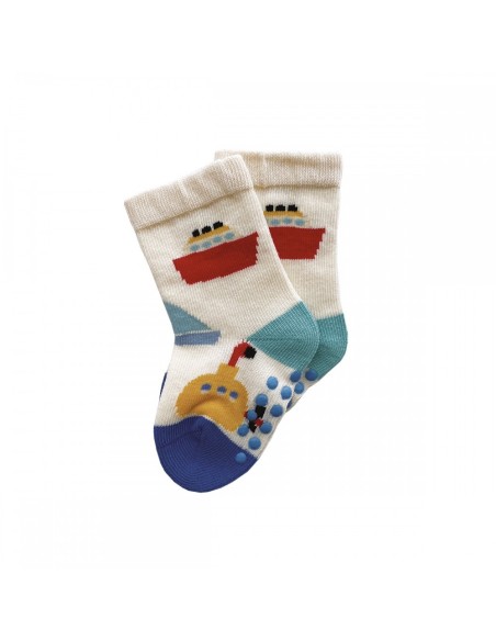 CHAUSSETTES ANTIDÉRAPANTES 6-12 MOIS LES BATEAUX