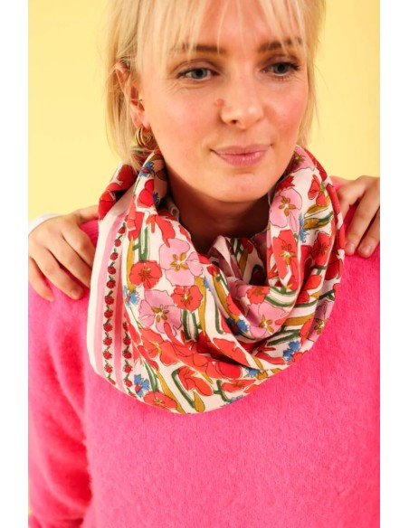 Foulard Floral rose - 100cm